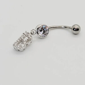 New 925 Sterling Silver Initial belly button ring "B"